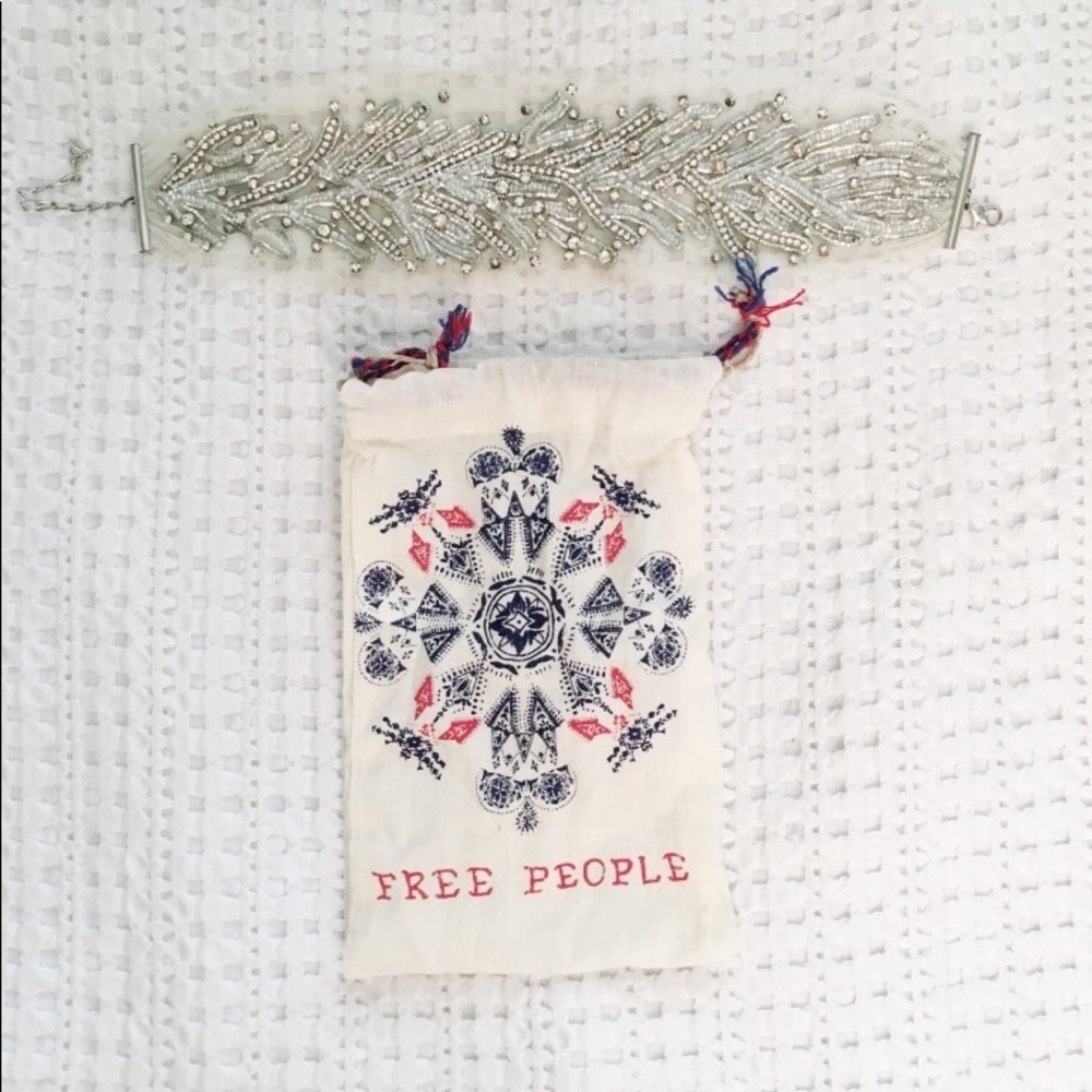 NWOT Free People Choker mesh + rhinestones